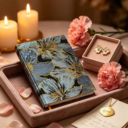 ipoul Flower Notebook, A5, 6x8, Hardcover, Lay Flat, Lined Paper, Journal for Women, Writing Notebook, Pretty, Hibiscus, Pink, Birthday Gifts for Women, Wedding Shower Gifts, Mothers Day Gift