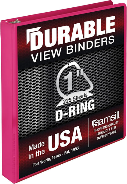 Samsill Durable 4 inch 3 Ring Binder, D Ring Binder, 100% Recycled Chipboard, Black, 2 Pack