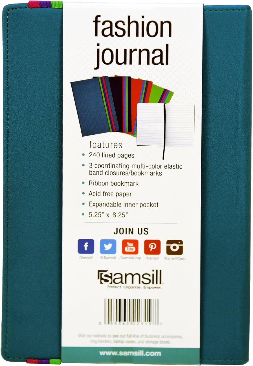 Samsill Large Hardcover Notebook, 240 Lined Notebook Pages, Black, 7.5 x 10 Inch