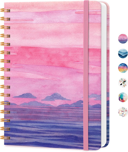 CICPAP Lined Spiral Journal Notebook, A5 College Ruled Notebook for Journaling, Note-Taking, and Daily Planning, Durable Hardcover with an Elegant Design, Purple