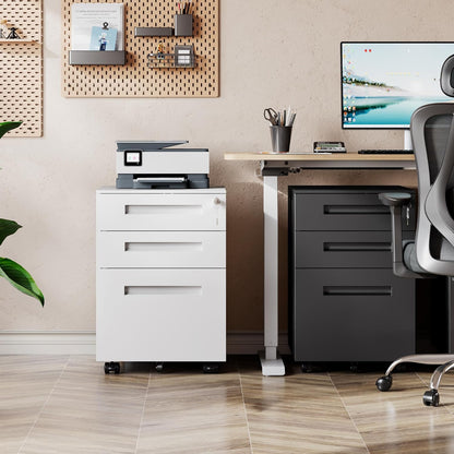 DEVAISE 3 Drawer Mobile File Cabinet Under Desk Office, Fully Assembled Except Casters, Letter/Legal Size, Black