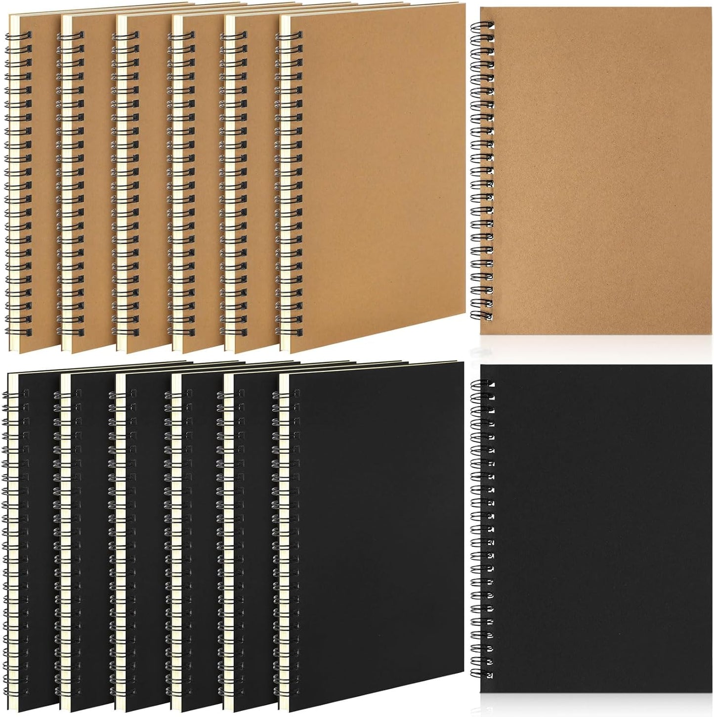 Leelosp 12 Pack Small Spiral Notebook Lined Spiral Journal College Ruled Notebook Wire Bound Kraft Cover, 120 Pages for Work (Multicolor,5.5 x 8.3 Inch)
