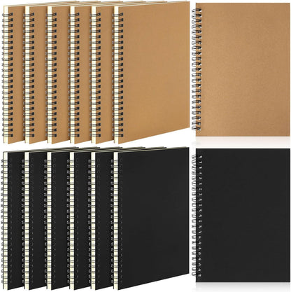 Leelosp 12 Pack Small Spiral Notebook Lined Spiral Journal College Ruled Notebook Wire Bound Kraft Cover, 120 Pages for Work (Multicolor,5.5 x 8.3 Inch)