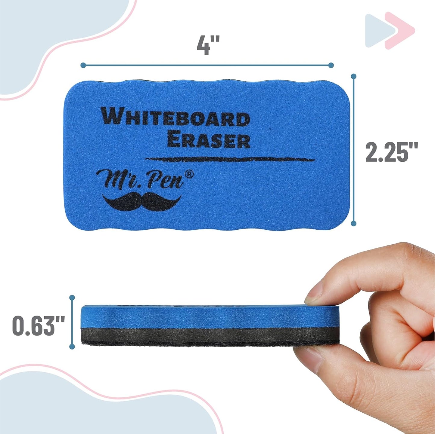 Mr. Pen- Magnetic Dry Erase Erasers, 4"x2.25", 8 Pack, Colorful Magnetic Whiteboard Erasers for White Board, Classroom, Home, Office, Back to School Supplies