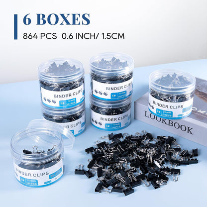 208 PCS Binder Clips Paper Clamps Assorted Sizes, Metal Paper Binder Clip, Black Binding Paperwork Clamp Bulk, School Teachers Office Supplies