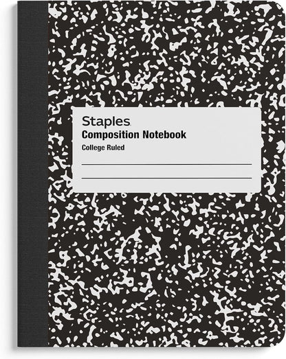 STAPLES Mini Composition Notebook, 3.25” x 4.5”, College Ruled, 80 Sheets, Assorted Colors, 6/Carton