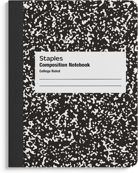 STAPLES Mini Composition Notebook, 3.25” x 4.5”, College Ruled, 80 Sheets, Assorted Colors, 6/Carton