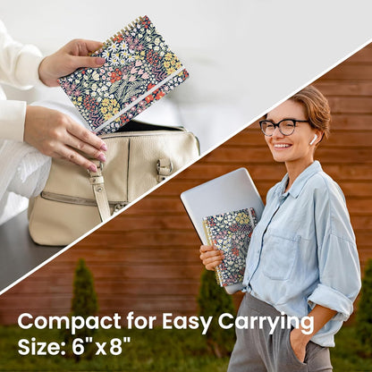 Taja Spiral Journal Notebook for Women, Pretty Hardcover Lined Notebook for Work & Note Taking, Aesthetic Cute Journal for Writing, 140 Pages, 5.8"x8.3", Floral