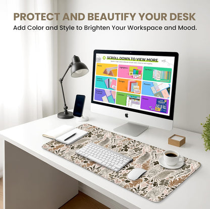 Large Mouse Pad for Desktop, Cute Desk Mat Pad Protector for Work & Gaming, Aesthetic Pretty Anti-Slip Laptop Blotter Cover for Office School Home Supplies, Wildflowers, 31.5" x 11.8"