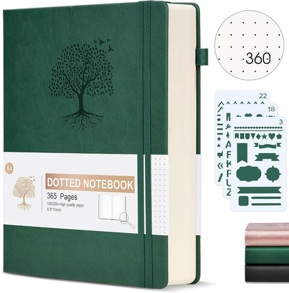Lined Journal Notebook -365 Pages A5 Thick Journals for Writing Ruled Notebook, Hardcover Leather Journal for Women Men Daily Journal Notebook for Work, Note Taking, 100Gsm Lined Paper( 5.75'' X 8.38'' Green)