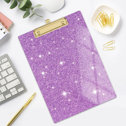 Rimilak Acrylic Glitter Clipboards, Sparkly Board with Low Profile Gold Clip, Designed for Classroom School and Office Use, A4 Letter Size 9 x 12.5 in, Pink