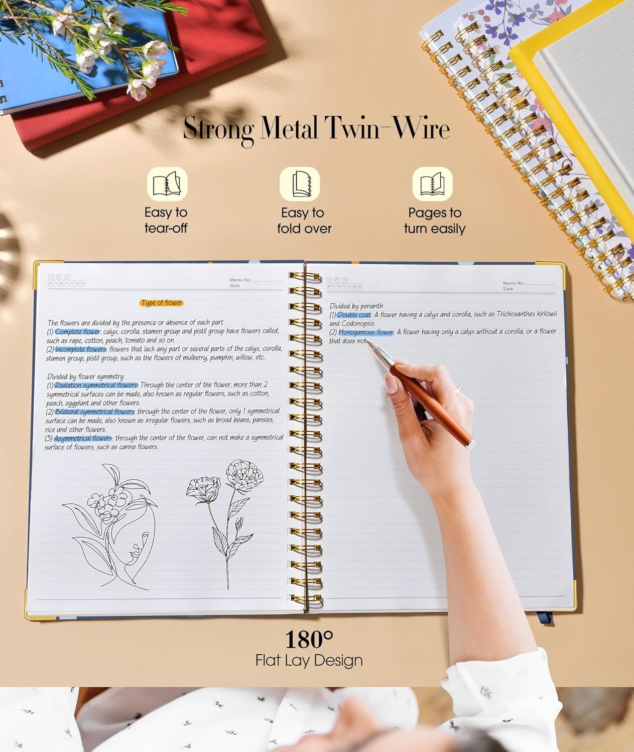 Hardcover Spiral Notebook Journal 8.5” x 11”, A4 Large Leather Notebooks for Women Men, Lined College Ruled Notebook, 50 Sheets/100 Pages, Spiral Bound Journals for Work School Note Taking, Green