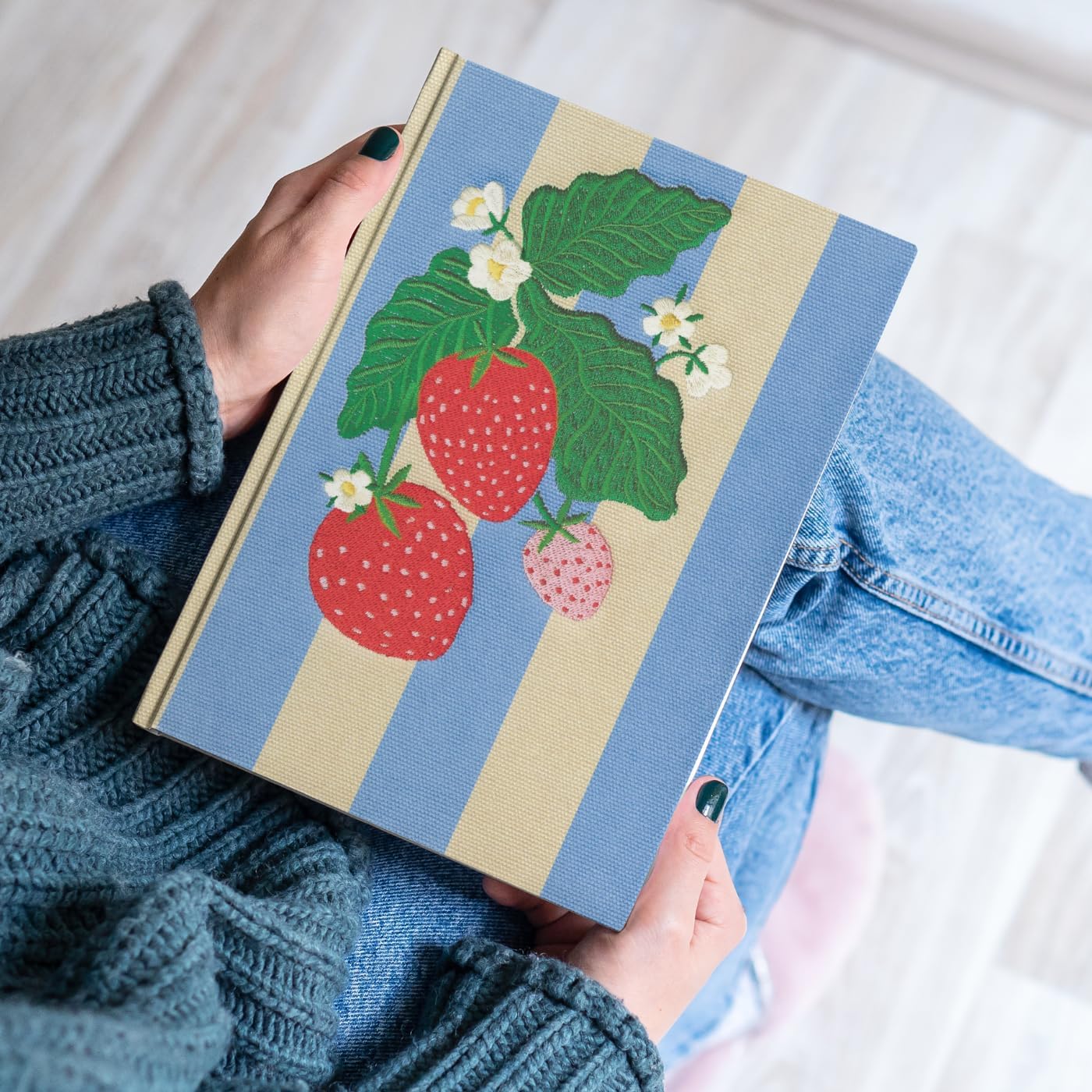 Lady Jayne Embroidered Canvas Hardcover Journal with 192 Lined Pages, 6” x 8.5” – Flower Market Poppy (83289)