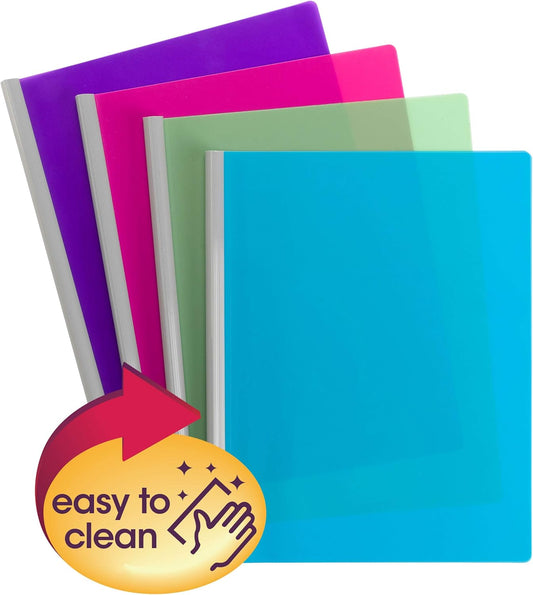 Smead Poly Report Cover with Sliding Bar, 25 Sheet Capacity, Letter Size, Assorted Colors, 12 per Pack (86048)