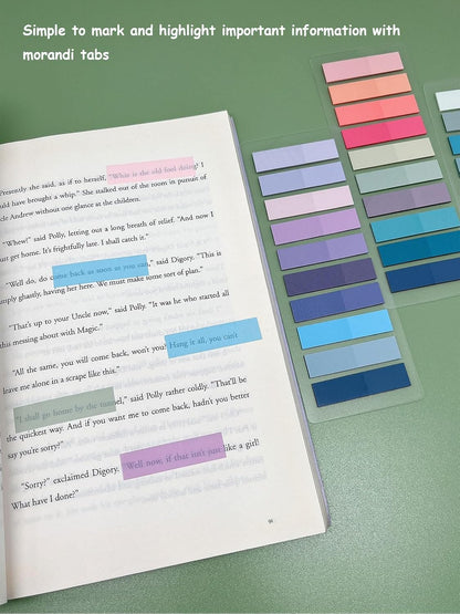 2400 Pcs Morandi Sticky Tabs, 12 Sheets Sticky Index Tabs, Book Tabs, Page Markers, Colorful Book Annotating Tabs, Page Tabs, Sticky Flags, Transparent Sticky Note Tabs, File Index Tabs with Ruler