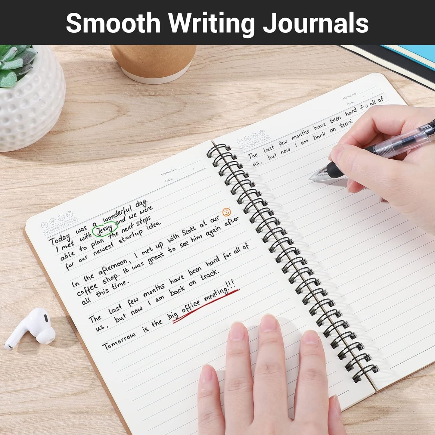 EUSOAR Spiral Notebook, A5 12packs 5.5"X8.3" 120 Pages Lined Travel Writing Notebooks Journal, Memo Notepad Sketchbook, Students College Office Business Subject Diary Ruled Book Journal-Black Cover
