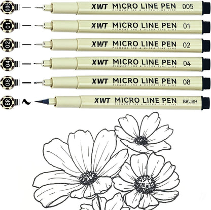 12+1 Fineliner Drawing Art Pens, Black Waterproof Pigment Ink Set for Artists, Sketching, Manga, Watercolor, Calligraphy, and Detail Outlining Archival Quality Inking Markers