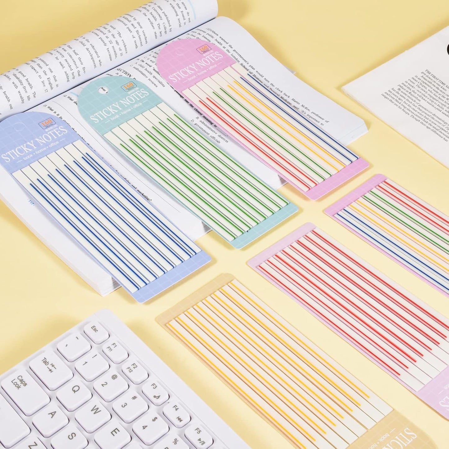 BAYTORY 1380Pcs Transparent Highlighter Tape Reusable, Clear Sticky Tabs for Annotating Books, Long Highlighting Strips Page Markers Index Tabs, Sticky Notes Aesthetic Office School Supplies