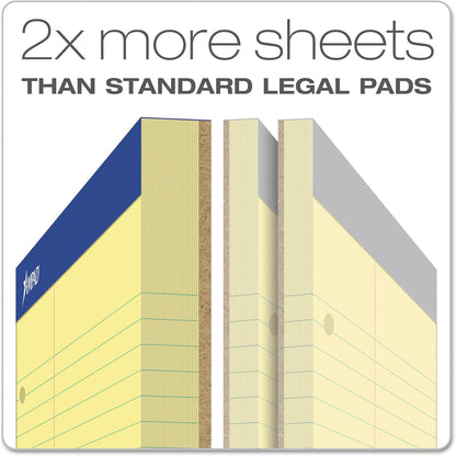 Ampad Double-Sheet Writing Pad, 8-1/2" x 11-3/4", Law Rule, Canary Paper, 3-Hole Punched, 100 Sheets (20-245)