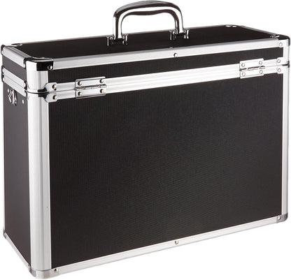 Vaultz File Organizer Storage Box - 14 x 7 x 12.19 Inch Letter Size, Portable Locking Storage Totes with Dual Combination Locks for Filing Office Documents - Black