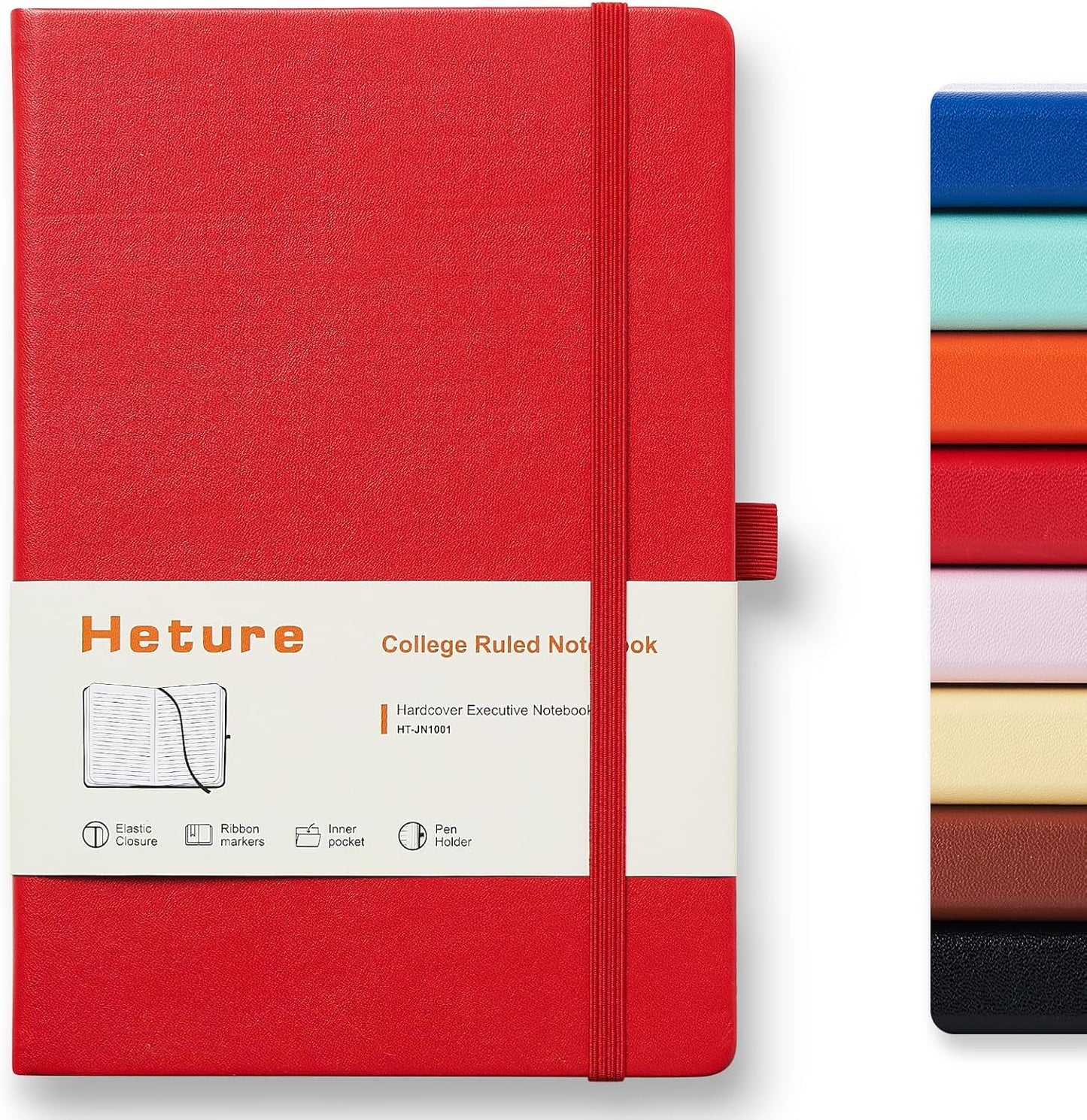 Heture 8 Pack Lined Journal Notebooks,A5 Hardcover Notebooks, 5.5 x 8.3 inch, 100GSM, 160 Pages, Classic College Ruled Notebooks for Writing/Work/Travel/College (Black)