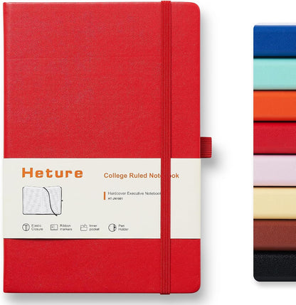 Heture 8 Pack Lined Journal Notebooks,A5 Hardcover Notebooks, 5.5 x 8.3 inch, 100GSM, 160 Pages, Classic College Ruled Notebooks for Writing/Work/Travel/College (Black)