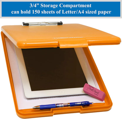 Think2Master Black Plastic Storage Clipboard. | 25% Heavier & 25% Sturdier| Heavy Duty and Won’t Flex or Bend Like Other Brands (Compare The Weight). Storage Compartment Holds 150 Letter Sized Paper.
