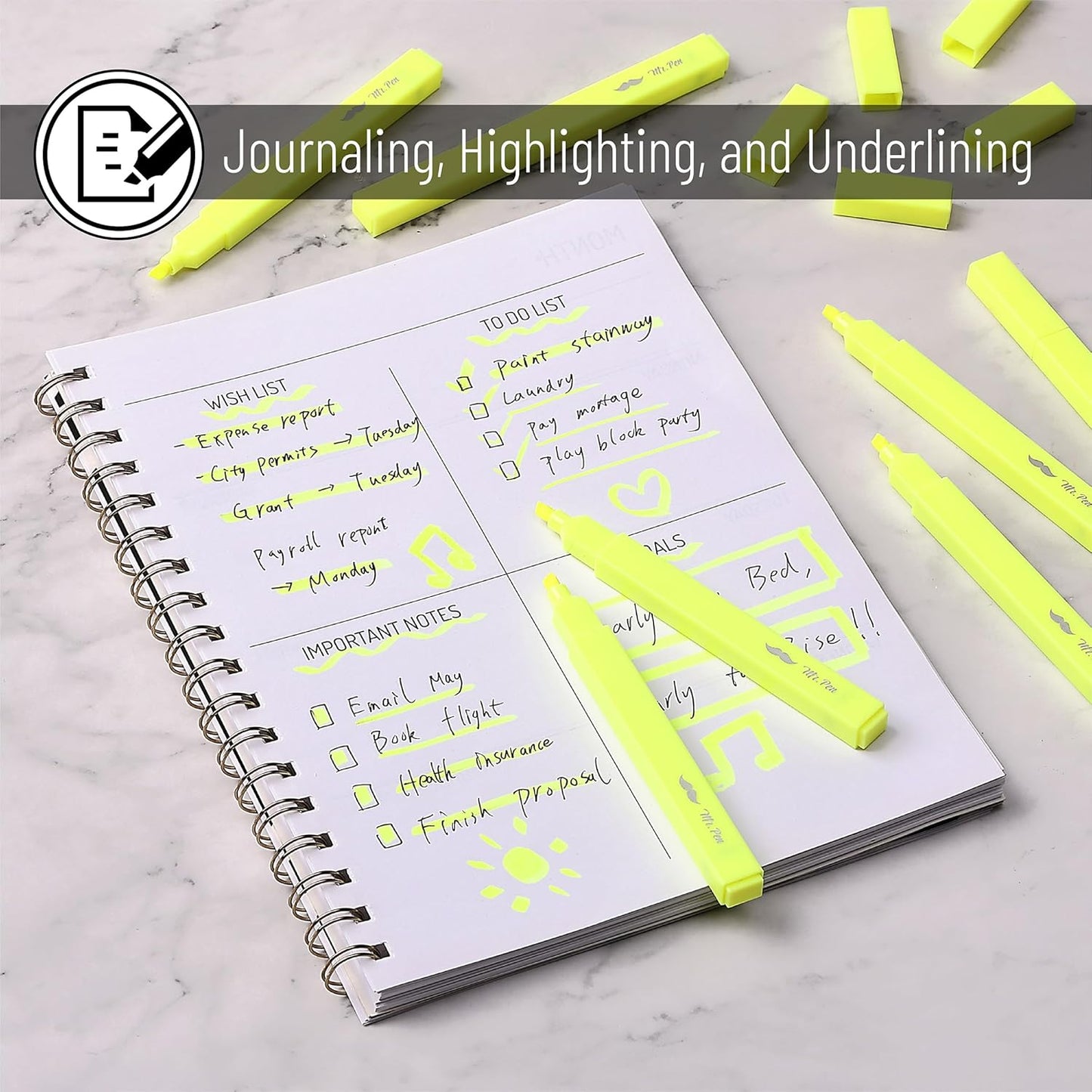 Mr. Pen- Yellow Aesthetic Bible Highlighters No Bleed Through Bulk, 20 pcs, Chisel Tip, Cute Highlighter for Journaling Supplies and School Accessories, Bible Highlighters and Pens No Bleed