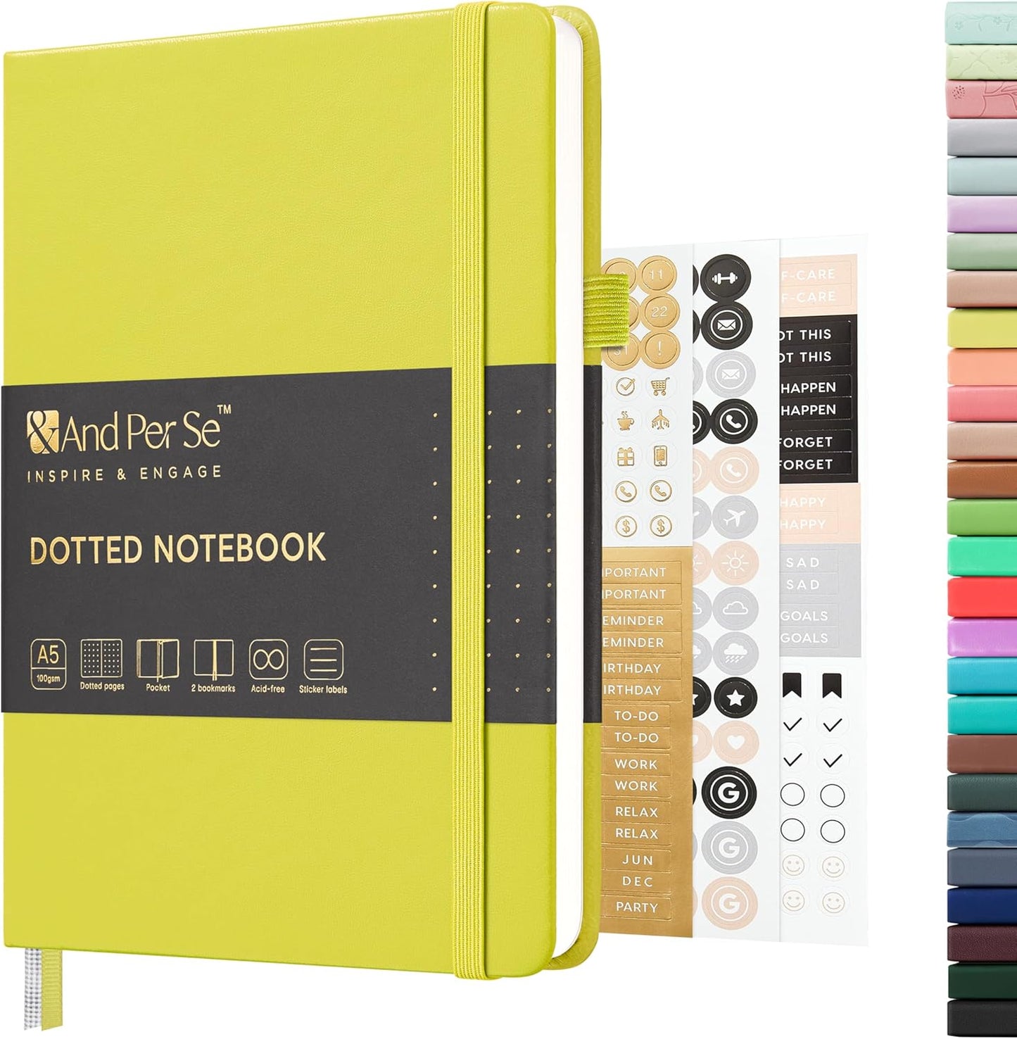 &And Per Se Lined Journal Notebook, 160 Pages, A5 5.7 x 8 inches College Ruled Thick Paper Notebook Journals for Writing, Hardcover Notebooks for Women Men Office School (1 Pack, Green) - Colors A