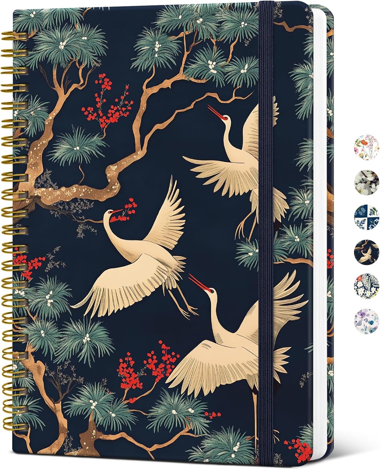 Taja Spiral Journal Notebook for Women, Pretty Hardcover Lined Notebook for Work & Note Taking, Aesthetic Cute Journal for Writing, 140 Pages, 5.8"x8.3", Floral