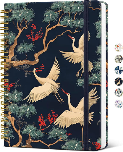 Taja Spiral Journal Notebook for Women, Pretty Hardcover Lined Notebook for Work & Note Taking, Aesthetic Cute Journal for Writing, 140 Pages, 5.8"x8.3", Floral