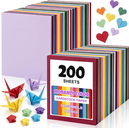Geyoga 200 Sheets Colored Cardstock Paper Cardstock Starter Kit 4 x 6 Inch 190 GSM Thick Construction Paper Assorted Colors for Craft Scrapbook Party Supplies, 8 Colors(Sweet Color)