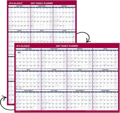 AT-A-GLANCE 2026 Erasable Calendar, Dry Erase Wall Planner, 12" x 16", Small, Vertical-Horizontal, Reversible, Compact (PM330B2826)