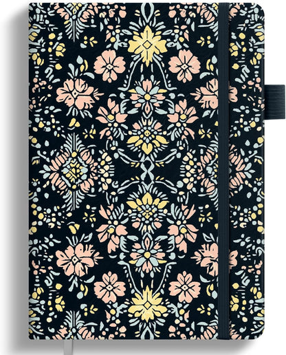 Taja Pretty Lined Journal for Women, Aesthetic Cute Hardcover Leather Journal for Writing, A5 College Ruled Notebook for Work & Note Taking, Perfect for Office School Home, 160 Pages, Meadow Flowers