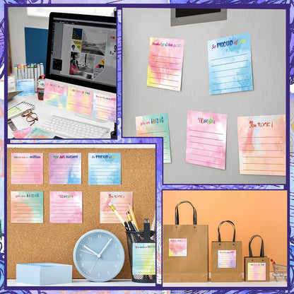 Yinder 48 Pcs Inspirational Sticky Notes Cute Motivational Sticky Notes Pad End of Year Employee Appreciation Gifts Bulk for Teacher Nurse Coworkers Office Supplies 3 x 3'' (Thank You,Dark Color)