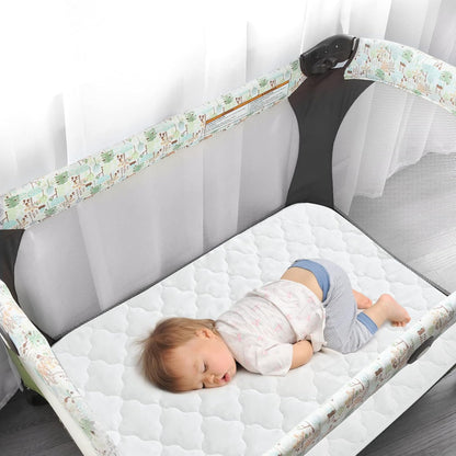 Pack and Play Sheets and Waterproof Pack n Play Mattress Protector Pad Cover 4 Pack Set, Ultra Soft Pack n Play Mattresses Sheets Compatible with Graco Pack n Play, Grey&Navy