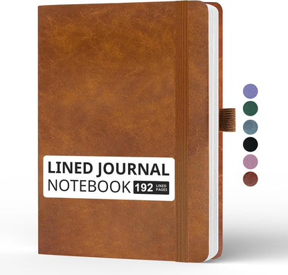 Blank Journal Notebook, A5, 192 Pages 100 GSM Thick Sketch Book for Women Men, Hardcover Leather Unlined Journaling for Work, Notebooks for Writing, 5.8 inches x 8.5 inches (Black)