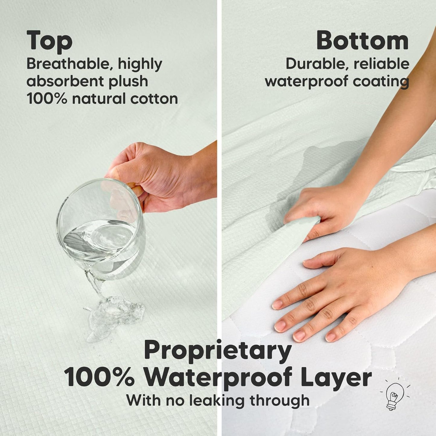 2-Pack Waterproof Crib Mattress Protector Cover Fitted - Quiet Baby Crib Mattress Pad Sheets, 52" x 28" Soft Quilted Cotton Baby Sheet, Machine Washable, Easy Fit, Durable (Soft White/Mavy)