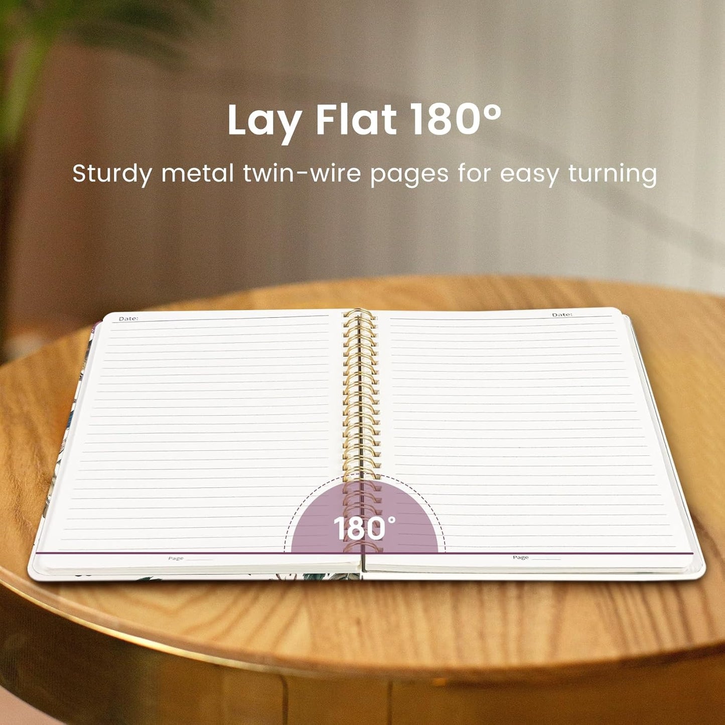 Taja Spiral Journal Notebook for Women, Pretty Hardcover Lined Notebook for Work & Note Taking, Aesthetic Cute Journal for Writing, 140 Pages, 5.8"x8.3", Floral