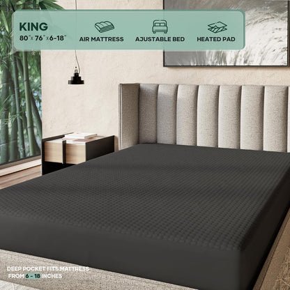 OhGeni 100% Waterproof Queen Size Mattress Protector,Soft Mattress Pad, Cooling Breathable Fitted Sheets,Washable Bed Cover,Non-Slip Deep Pocket,Noiseless for Bedroom