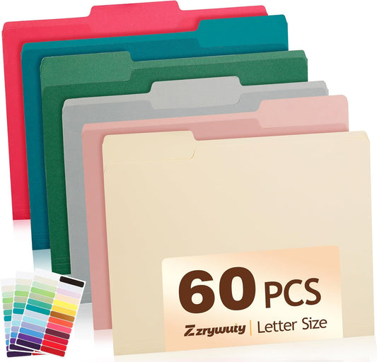 Color File Folders, 1/3-Cut Tabs, 18 Pack File Folder Letter Size, 6 Pastel Colors Organizer File Folders for School Home Office Business