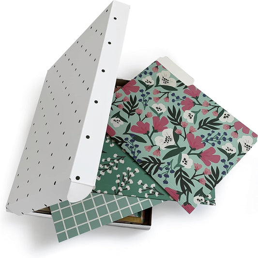 Cute File Folders, Set of 12 3-Tab Letter Size Decorative File Folders Boho Colored Manilla 8.5 x 11 Filing – Pretty Designer Home Office School Supplies (Blossom)