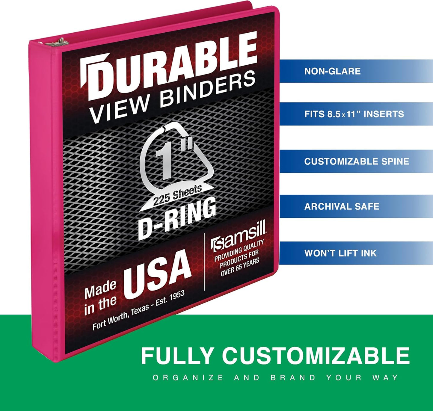 Samsill Durable 4 inch 3 Ring Binder, D Ring Binder, 100% Recycled Chipboard, Black, 2 Pack