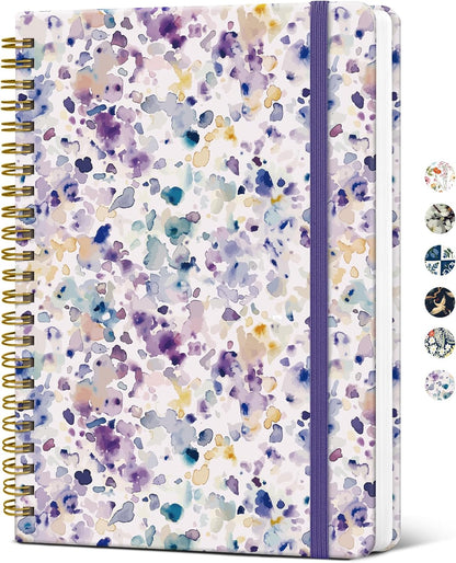 Taja Spiral Journal Notebook for Women, Pretty Hardcover Lined Notebook for Work & Note Taking, Aesthetic Cute Journal for Writing, 140 Pages, 5.8"x8.3", Floral