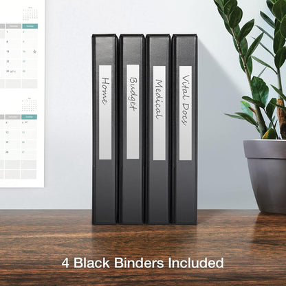 Oxford 3 Ring Binders, 0.5 inch ONE-Touch Easy Open D Rings, Durable Binders for School and Office, View Binder Covers, Xtralife Hinge, Non-Stick, PVC-Free, Black, Holds 125 Sheets, 6 PK (79901)