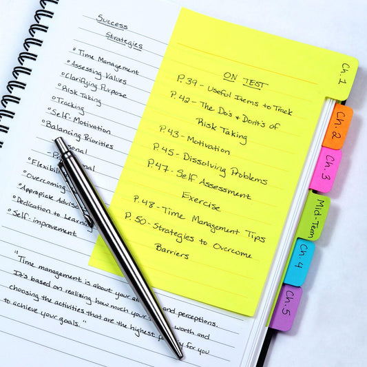 Redi-Tag Divider Sticky Notes, Tabbed Self-Stick Lined Notepads, Adhesive Notes for School, Home and Office, 120 Ruled Notes, 4" x 6", 2 Books Per Pack, Assorted Colors (B10290)