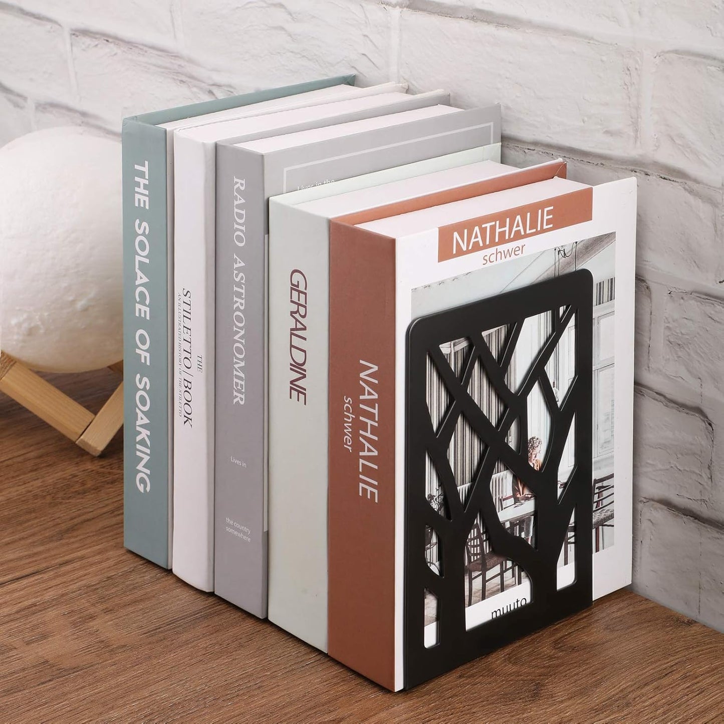 MaxGear Book Ends Tree Design Modern Bookends for Shelves, Non-Skid Book Holder, Heavy Duty Metal Book Storage for Books/CDs, Decorative Book Stopper for Home, 7 x 4.7 x 3.5”, Black,2 Pair/4 Pieces