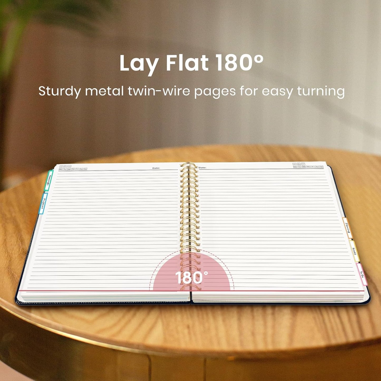 Large Lined Spiral Journal for Women Cute Hardcover 5 Subject Notebook for Work 8.5" x 11" with Removable Dividers & Tabs, College Ruled, 280 Pages Aesthetic Journal for Work, School & Note Taking, Garden of Whimsy