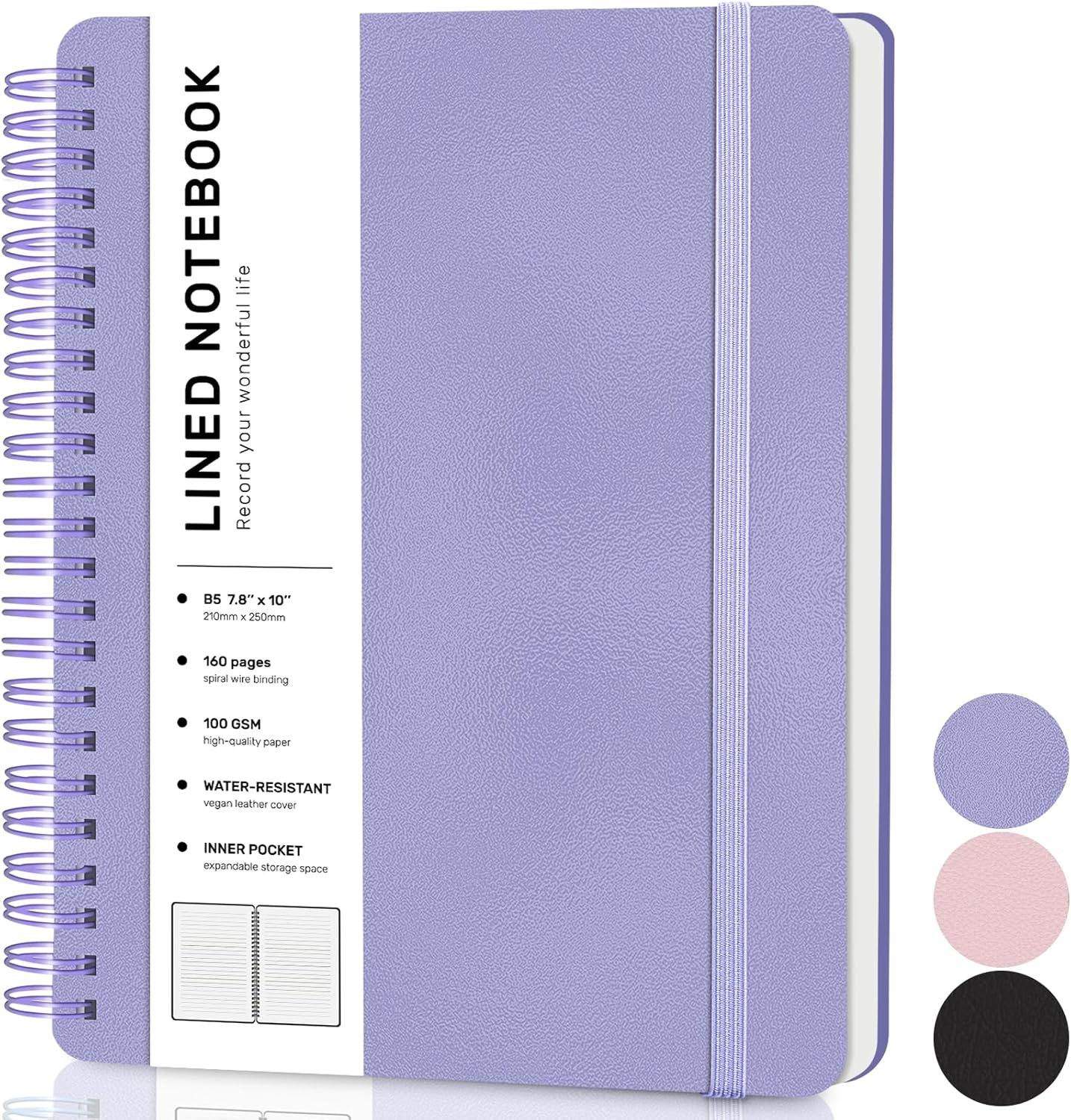 ABERLLS Lined Spiral Journal Notebook with 160 Pages, 8×5.7in, A5 Spiral Notebook, Journaling Notebooks for Work, School, Women, Men, College Ruled Spiral Notebook, Hardcover Leather Journals, Blue