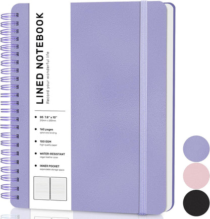 ABERLLS Lined Spiral Journal Notebook with 160 Pages, 8×5.7in, A5 Spiral Notebook, Journaling Notebooks for Work, School, Women, Men, College Ruled Spiral Notebook, Hardcover Leather Journals, Blue